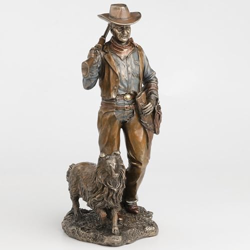 Figura Decorativa Cowboy con Perro en Bronce miniatura 3