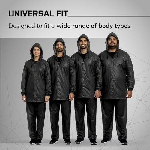 Image of ROBUSTT Unisex EVA Rainsuit Jacket & Pant Set (Pack of 1)| Black | Waterproof Raincoat for Men & Women | Hooded Full Body Rain Protection | Lightweight, Reusable Rain Wear for Bike & Outdoor Use
