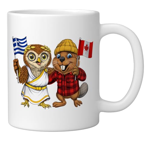 Taza cerámica blanco con diseño Grecia Canadá 11 oz miniatura 2