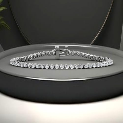Image of 1 to 6 Carat Prong Set Round Cut Natural Diamond Tennis Bracelet for Women in 14K Gold (7 Inch) (I1-I2 Clarity)
