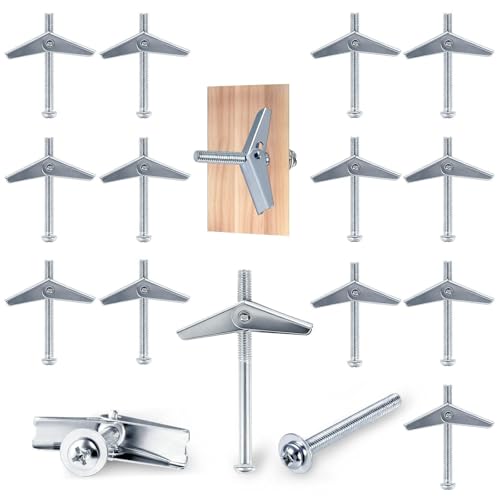 APXEL Kippdübel 45 Sätze M3/M4/M5/M6 Klappdübel und Spreizdübel Hohlraumdübel Rigipsdübel Spreizdübel mit Sechskantmuttern und Unterlegscheibe für Gipskarton Trockenbau Planke 135 Stück