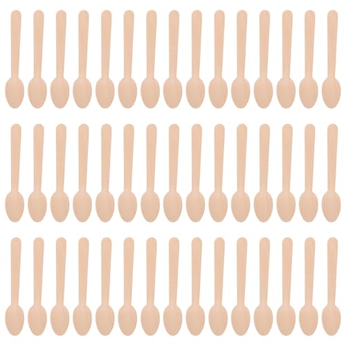 Cabilock 使い捨て木製アイスクリームスプーン 小型デザート用テイスティングスプーン アイスクリーム店 パーティー向け 耐久性と多用途に