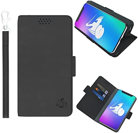 DefenderShield Universal Cell Phone Radiation Protection 5G & EMF Blocker Wallet Case - RFID Blocking Magnetic Wallet Cover w/Wrist Strap (Large, Black)