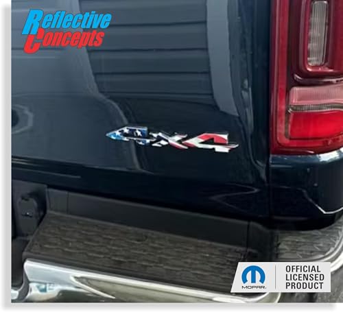 Image of Reflective Concepts 4x4 Emblem Overlay Decal Sticker -Fits: 2019-2026 Ram, NOT for Classic - (Color: American Flag)