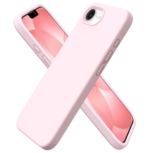 ORNARTO Compatible with iPhone 17e Case and for iPhone 16e Case 6.1", Liquid Silicone 3 Layers Full Covered Soft Gel Rubber Shockproof Cover, Protective Phone Cases for 16e & 17e-Chalk Pink