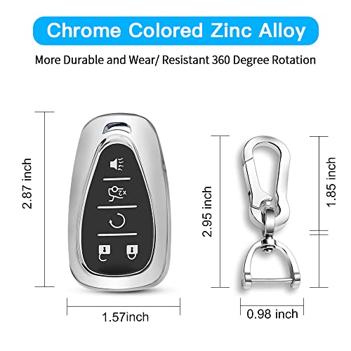 Mild East For Chevy Key Fob Cover With Keychain,Car Key Case Shell Protector For Chevrolet Equinox Malibu Camaro Traverse Blazer Cruze Volt Bolt Sonic Trax Tahoe 5 Buttons Smart Key Holder (Silver) #TOP5