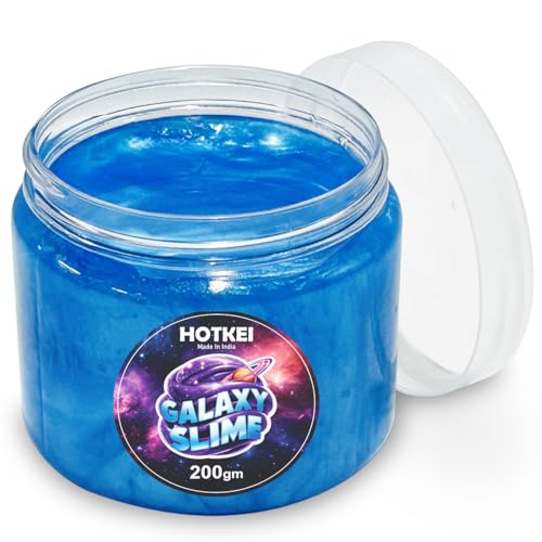 Image of HOTKEI (200 gm) Blue Galaxy Slime for Kids DIY Fruit Scented Metallic Magic Toy Slimy Slime Gel Jelly Putty Art Toys Birthday Gift Box for Boys Girls 3 to 10 Years