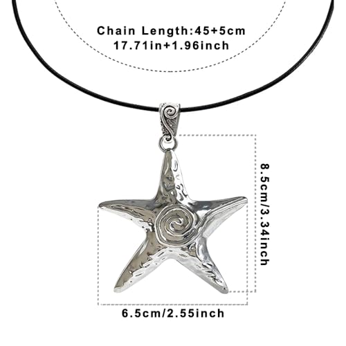 Big Star Spiral Necklace Gothic Chunky Pentagram Vortex Pendent Choker Beach Vacation Accessories for Women2
