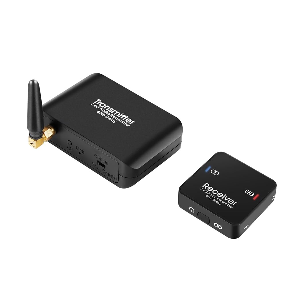 Transmisor y Receptor de Audio Adaptador de Audio Inalámbrico Digital Sin Retardo 2.4G Divisor de Pantalla en para Juegos Convertidor de Audio