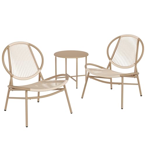 SONGMICS Ensemble Salon de Jardin, 3 Pièces, Chaises Acapulco, Salon d Extérieur, Table d Appoint et 2 Chaises, Ensemble de Mobilier d Intérieur et d Extérieur,...