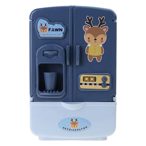 Lodoot WWHJR - Nevera para niños, juego de rol, cocina, realista, vintage, congelador lado a lado, casa de juegos para niños, refrigerador de simulación