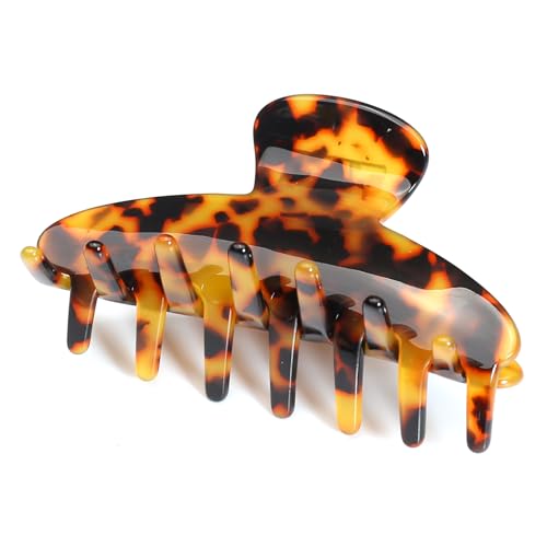 QinGoo Medio Mollettone per Capelli Donna Artiglio per Capelli Clip per Capelli Pinza per Capelli, Accessorio per Capelli, 1 Pezzo, 8,5cm, Tartaruga Scuro