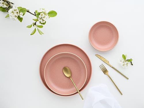 CreaTable, 10069, Serie Uno Rusty Rose, 8-teiliges Geschirrset, Teller Set aus Steinzeug, spülmaschinen- und mikrowellengeeignet, Made in Portugal