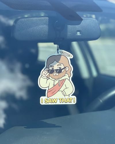 Image of Funny Car Air Freshener Cute Jesus Christian Humor 5pcs Car Accessories Automotive Interior Hanging Scents Mirror Decor for Women Teen Girls