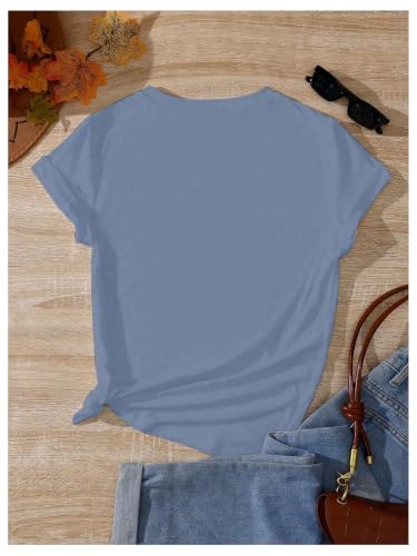 Image of RoseSeek Women's Cute Embroidered Tops Crew Neck Short Sleeve T Shirts Casual Going Out Tops
