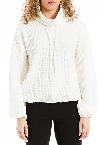 Image of Max Studio womens Max Studio Women's Cowl Neck Long Sleeve Waffle Knit Pullover