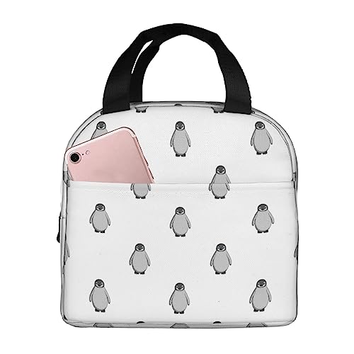 Jaywis Grey Penguin Print Lunch Bags For Women For Work,Large Capacity Lunch Tote Bag,Lunch Box Container For Work School Office