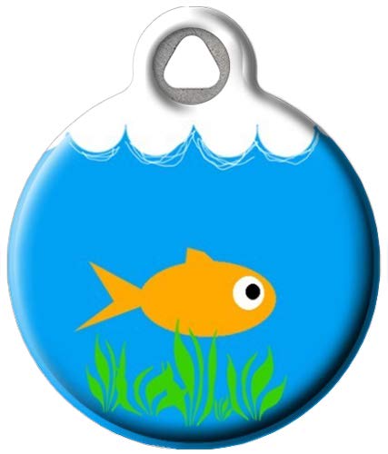 Dog Tag Art Custom Pet ID Tag for Cats - Fish Bowl - Small - .875 inch