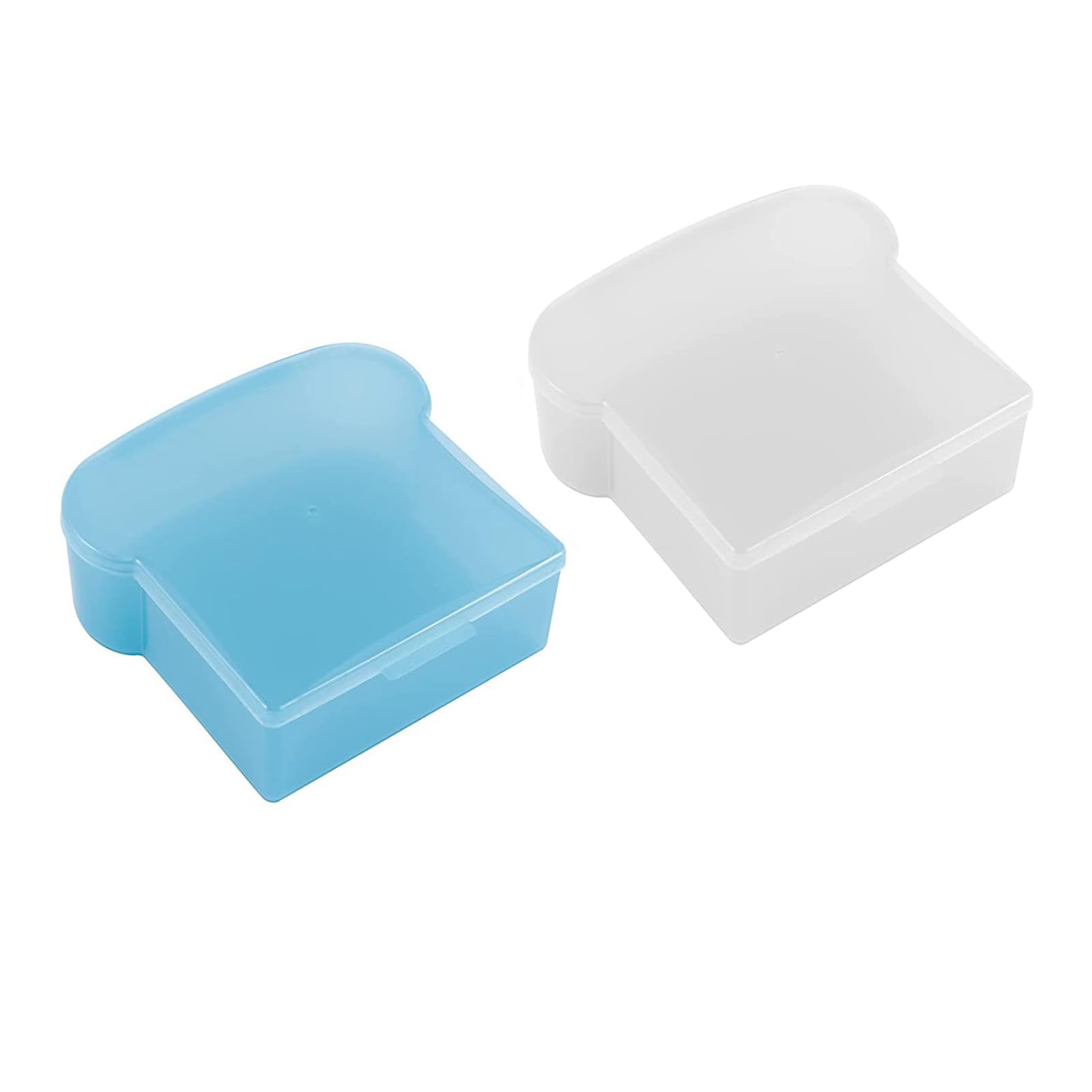 mollensiuer 2Pcs Toast Shape Sandwich Box Plastic Sandwich Keeper Sandwich Holder Food Storage Containers with Lid Sandwich Lunch Box for Lunch Prep Food Storage, 2Color