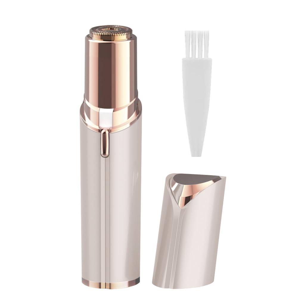 Afeitadora facial para mujer, depiladora facial con pilas, suave y sin dolor, afeitadora eléctrica para mejillas, labios, mentón/brazo, pilas incluidas (champán)