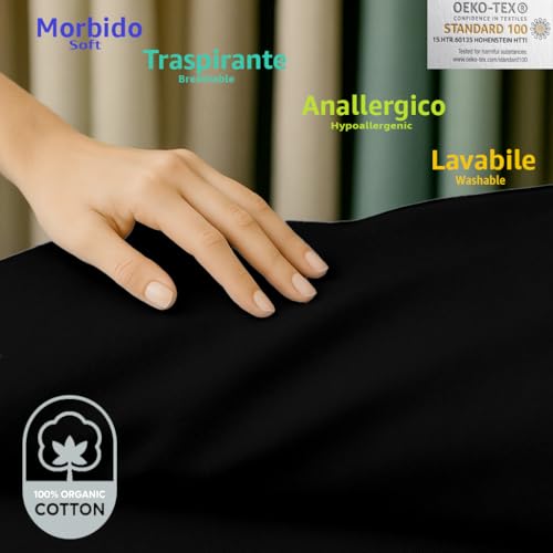 Byour3 - Sofabezug 2 3 4 Sitzer Leichte 100% Reine Baumwolle Sofa Cover Schutzhülle Sofaüberwurf L U Form Ecksofa Sofa Couch Abdeckung Alles Couchbezug Abwaschbar (Schwarz, 3 Sitzer)
