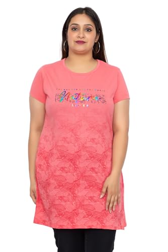 Image of Women Printed Cotton Tshirt with Side Slits & Pocket