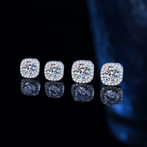 HELLOICE Magnetic Moissanite Halo Stud Earrings D Color VVS1 Clarity Moissanite Stud Earrings 925 Sterling Silver Hypoallergenic Non-Piercing Hoop Earrings for Women Men4