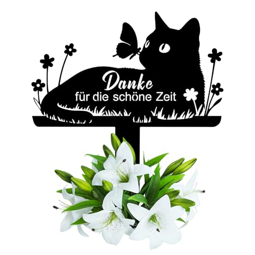 Wondramble Grabstein Katze für Draußen,grabschmuck Katze wetterfest,gartenstecker,gedenktafel 30cm