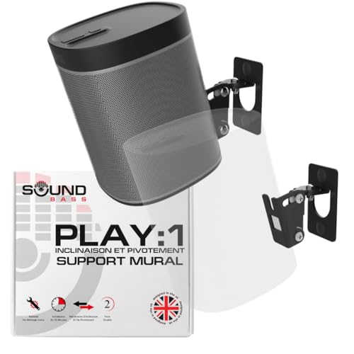 Supports muraux pour Sonos Play:1 Noir en lot de 2 avec fixations complètes