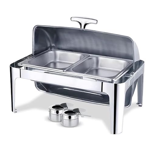 Ensemble de plats à frire – Plateau de service alimentaire en acier inoxydable pour événements, mariages et fêtes – Comprend un récipient chauffe-condiments – Parfait pour la restauration et les
