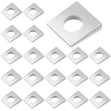Blulu 20個 1/2インチ角ベベルワッシャー、1-1/8インチ x 1-1/8インチ ウェッジワッシャー カーボンスチール 亜鉛メッキ 厚さ2mmから6.6mm シムレベリング用