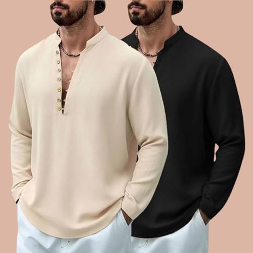 Image of DEELMO Men Stylish Cotton Blend Kurta with Button Detailing for Festive and Casual Wear | Comfortable Soft Fabric Kurta with Modern Mandarin Collar Traditional Outfit