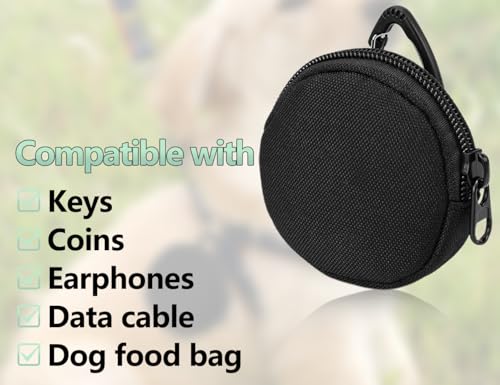 AOYEGIC Leckerlibeutel für Hunde,Futterbeutel Hundetraining,Snackbeutel,Münzgeldbörse,Portemonnaie,kleingeldbörse,münzbeutel mit Reißverschluss Karabiner,für Kopfhörer,Schlüssel Aufbewahren(Schwarz)