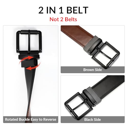 1PCS Men's Reversible Genuine Leather Belt - Dress & Casual, Two-in-One, Business Use2