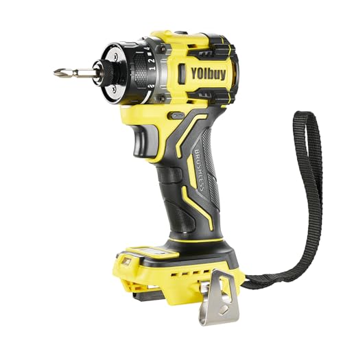 YOIbuy PRO 充電式 コンパクト ドライバドリル 18V 互換 六角ビット用クィックチャック使用 ドリルドライバー 高出力 ブラシレスモータ搭載 maxトルク70Nm 振り回る保護機能(APC機能)搭載 ターボモード付き Max回転数1950rpm 20段クラッチ付き (バッテリ・充電器別売) YCD70-P1 (黄色)