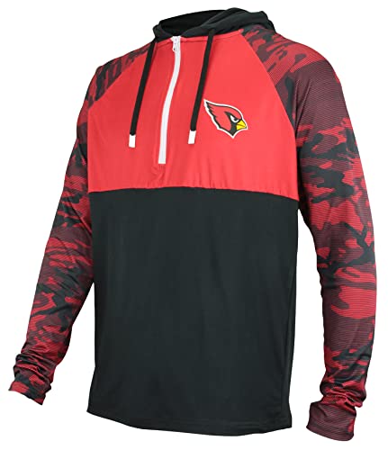 Zubaz NFL Men's Team Color Block Lightweight 1/4 Zip Hoodie With Camo Lines, Arizona Cardinals, X-Large