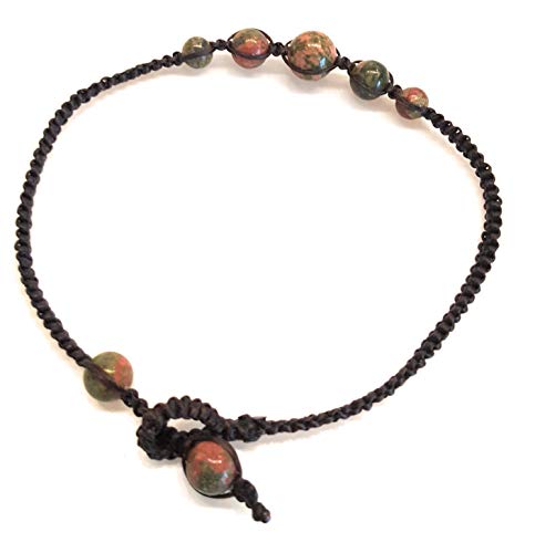 Infinityee888 Unakite Anklet Bracelet Macrame Braided Woven Wax Cord Adjustable Anklet For Men, Women, Teengirls -Nyakuk1 #TOP4