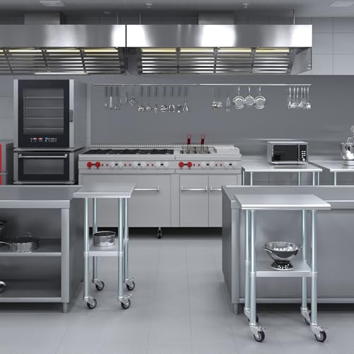 Image of AmGood 24 inch Long x 18 inch Deep Stainless Steel Table with Casters