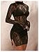 BEAUDRM Women's Lace Mini Dress See Through Sheer Mesh Lingerie Dress Mock Neck Bodycon Dresses Party Outfits Clubwear Black Medium