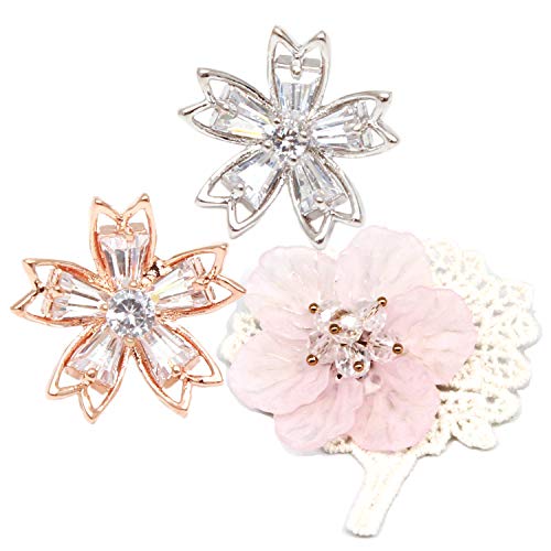 ZENONSONG】桜 ピンバッジ ゴールド×シルバー各1個＋レース桜ブローチ