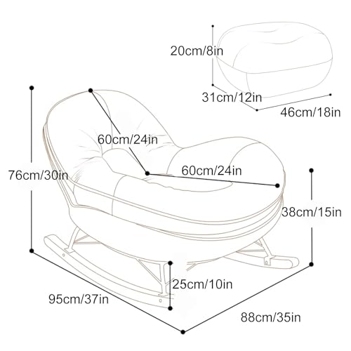 Rocking Chair with Foot Rest - Cozy Reading Chair for Living Room, Nursery Glider, Bedroom - Indoor Rocking Chair