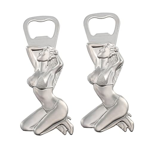 CIYODO 2pezzi Apribottiglie Magnetici Da Frigo Metallo Con Design Femminile Apriscatole Da Muro Per Birra e Vino Gadget Pratico Per Feste e Picnic