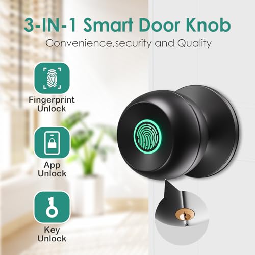 Gmgh Fingerprint Door Lock,Smart Door Knob,Biometric Door Lock,Thumbprint Door Knob With App Control thumb #1