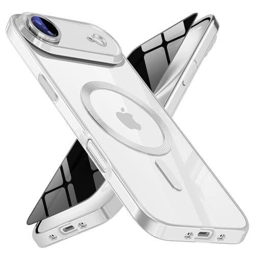 Image of Magnetic for iPhone 17 Air Case with Privacy Screen Protector & Full Camera Cover,[Non-Yellowing] Shockproof Clear Phone Case Compatible with MagSafe Women Girls for iPhone 17air,Silver