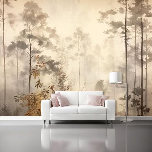Papel Pintado Pared 3D 150 x 105 cm（WxH, Murales Acuarela Bosque Plantas - Decoración de Pared para Sala de Estar Dormitorio Sofá Desnudo Respetuoso