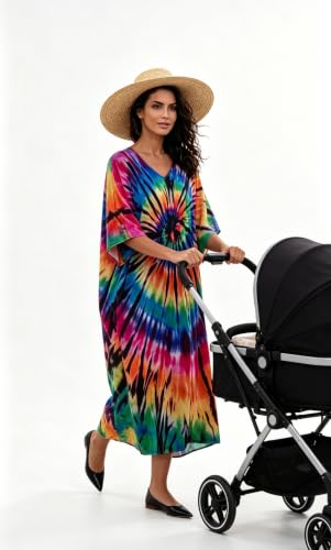 Image of Kaftan Dresses for Women Plus Size Summer Beach Dress with Print and Swim Cover Ups