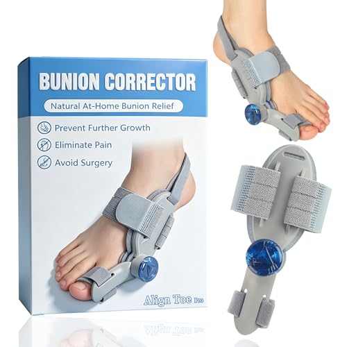 Align Toe Pro Bunion Corrector for Women Men Big Toe Adjustable Knob Bunion Corrector for Bunion Relief Bunion Fix with Bunion Silicone Pad Suitable for Left and Right (Gray 1PACK)