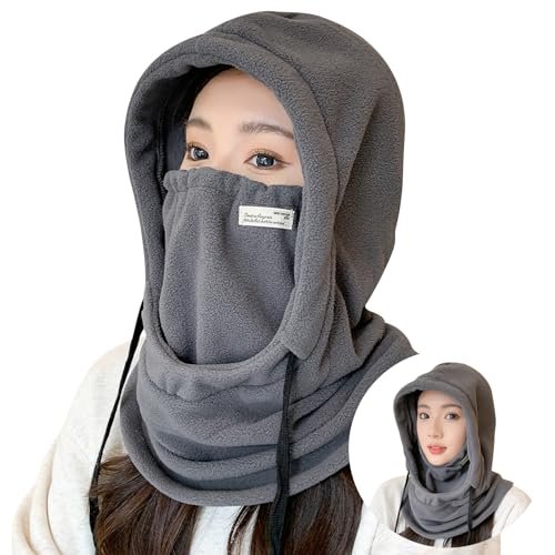 [MOWO] ネックウォーマー レディース 【360度の防寒保温・零下極度暖かさ・ふわふわ着心地】3Way帽子 ネックカバー フードウォーマー 目出し帽 おしゃれ 防寒防風 保温 首長タイプ 男女兼用 通勤・通学・自転車・スキー・登山 冬用 (グレー)のサムネイル