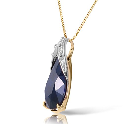 Galaxy Gold GG 14k Solid Yellow Gold Necklace with 4.65 Carat Natural Sapphire Pendant3