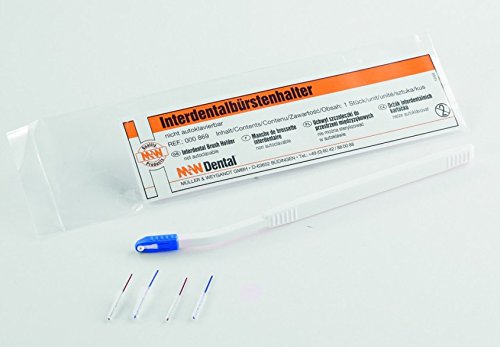 BELYBELL Belykühlt 4-teiliger Bürstenhalter mit verschiedenen Bürstenarten (Interdentalbürsten, Zahnzwischenraumbürsten), blau, wiederverwendbar